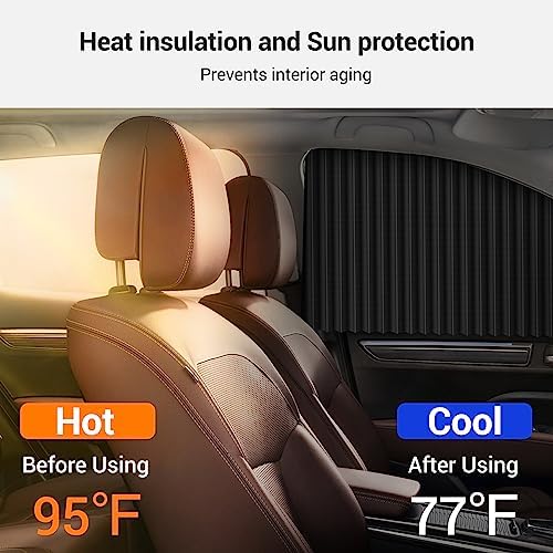 Car Side Window Sun Shades - Privacy Magnetic Black 2 Pcs Covers Blinds Curtains - Auto Accessories Sunshades Keeps Cooler Screen for Baby Sleeping