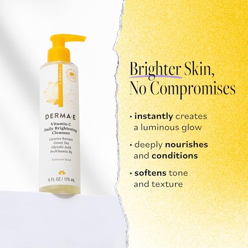 Vitamin C Cleanser - Daily Brightening Cleanser – Hydrating Face Wash to Even Out Skin Tone – Moisturizing Face Cleanser for a Radiant Glow, 6 fl oz