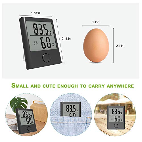 Digital Hygrometer Thermometer - Monitor Room Temperature & Humidity with Thermometer and Hygrometer, Humidity Sensor & Indoor Thermometer for Home, Office & Greenhouse, Humidity Meter, Black