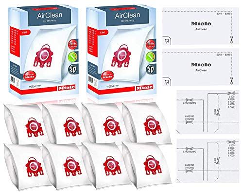 FJM AirClean 3D Efficiency Vacuum Cleaner Bags - Includes 8 Genuine Air clean 2 Genuine Super Air Clean Filter + 2 Genuine Pre-Motor Protection Filters