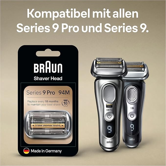 Shaver Head Replacement Part 94M Silver, Compatible with Series 9 Pro and Series 9 Electric Razors for Men