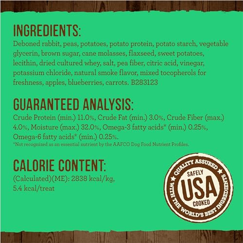 Power Bites Natural Soft And Chewy Real Meat Dog Treats, Grain Free Snack With Real Rabbit Recipe - 6 oz. Bag