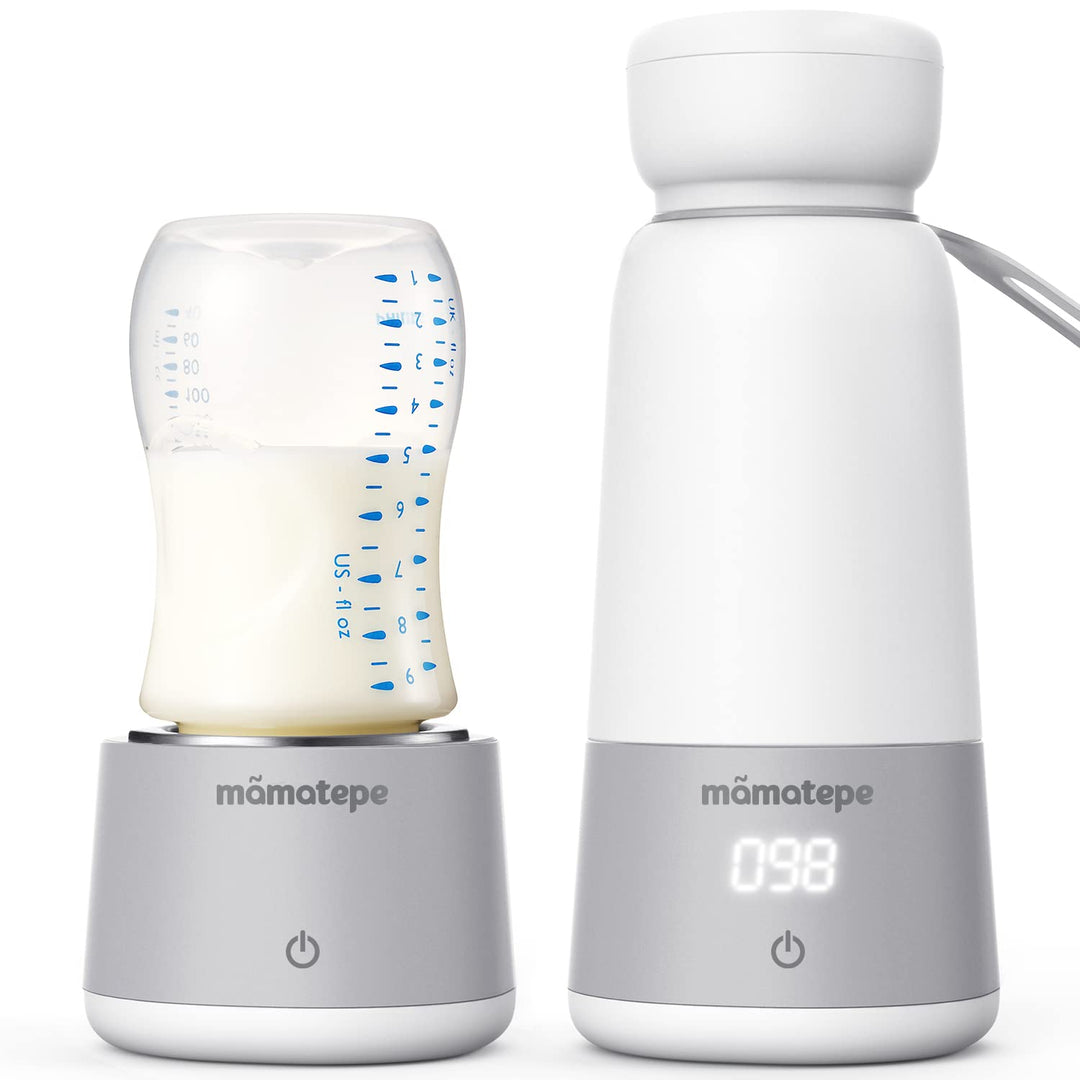 Mamatepe 2-in-1 Portable Bottle Warmer for Travel, Baby Milk Warmer on The go, Baby Brew Bottle Warmer for Breastmilk, Formula, Water, USB Rechargeable 4 Temperature Setting (Not Include Adapters)