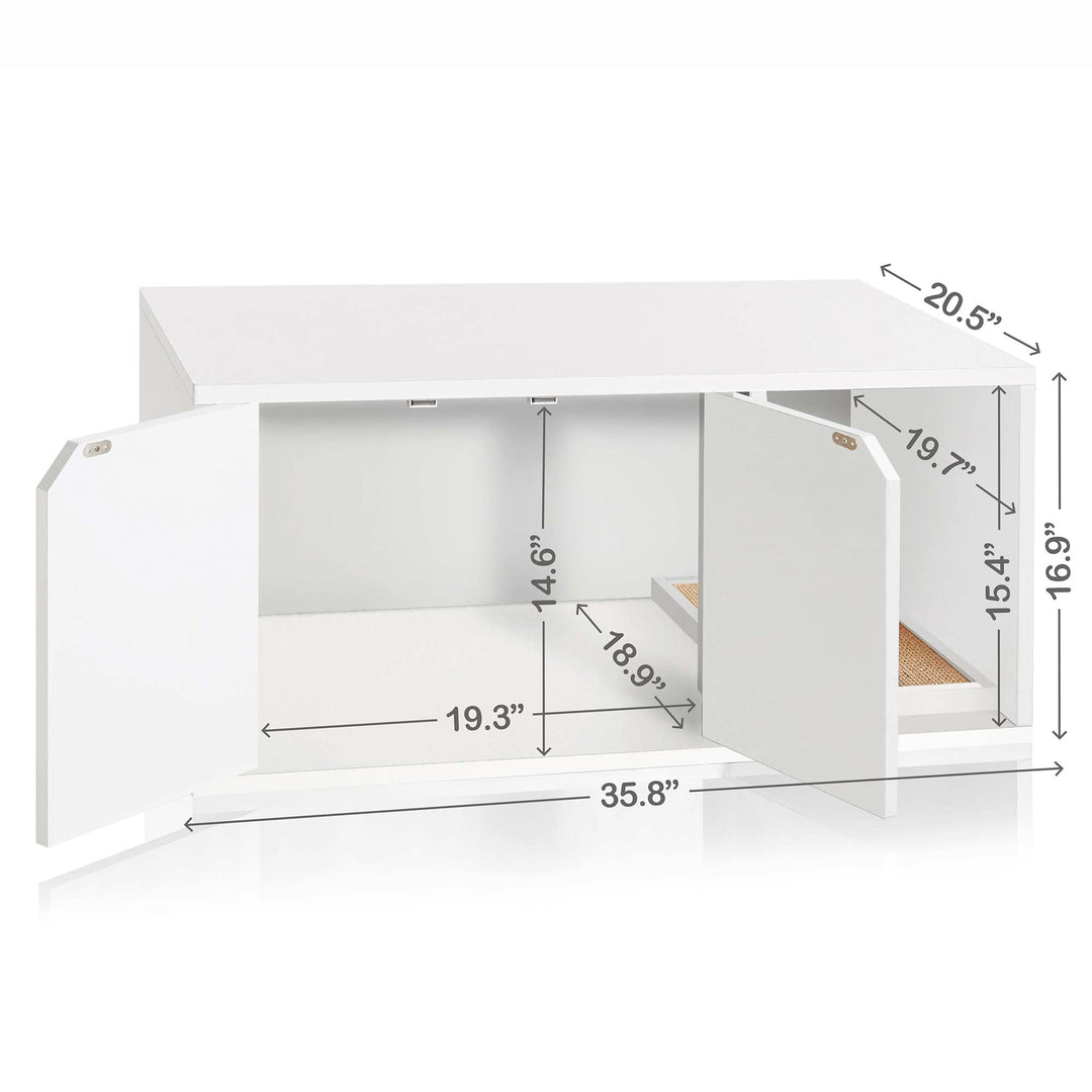 WAY BASICS Cat Litter Box Enclosure Hidden Furniture (Scratch Pad Included)