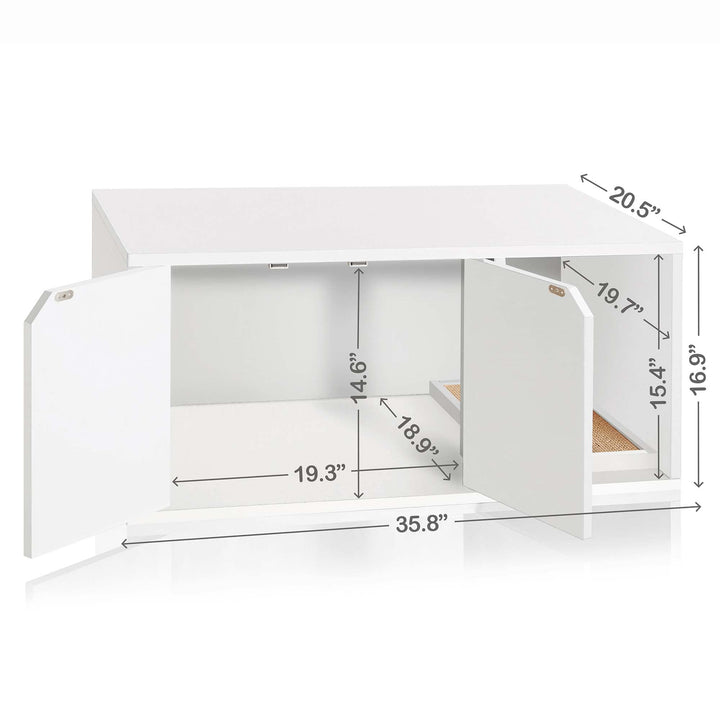 WAY BASICS Cat Litter Box Enclosure Hidden Furniture (Scratch Pad Included)