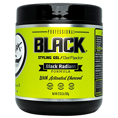 Black Styling Hair Gel - Medium To Strong Hold With Medium Shine For a Wet Slicked Back Look With All Day Hold - Activated Black Charcoal Covers Grey Hair Instantly 17.6oz
