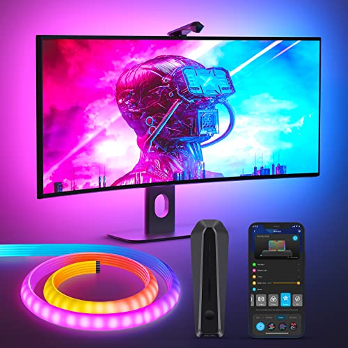 RGBIC Monitor Backlight, Smart Gaming Light for 24-32 PC, DreamView G1 LED Neon Strip Light with Camera, Support 2.4G Wi-Fi with 4 Game Modes and Sync for RPG, FPS, Racing Games, or Movies