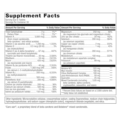 Multigenics Multivitamin with Iron - Fast-Release Multivitamin & Multimineral Tablet - for Bone Health, Homocysteine Metabolism & Antioxidant Support* - Non-GMO & Gluten Free - 180 Tablets
