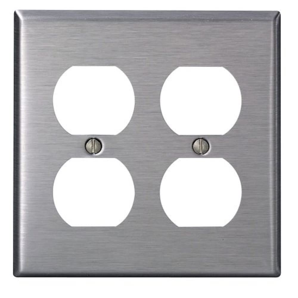 84016-40 2-Gang, Duplex Device Receptacle Wallplate, Standard Size, Device Mount, Stainless Steel