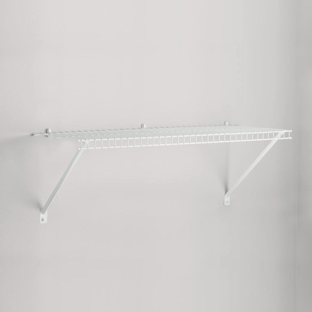 Direct Mount Wall Shelf, 2 Ft. Wide, Mounting Hardware Kit Included, White, Wire Shelving Organizer System for Home/Laundry/Bathroom/Mudroom/Pantry/Linen Closet, 2' Length, Metal