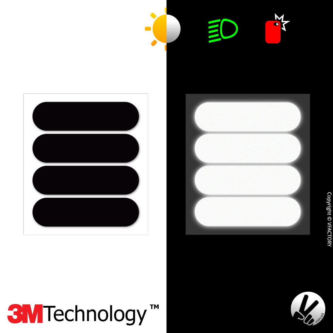 - Kit 4 Retro Reflective Stripes Stickers for Motorcycle Helmet - Retro Reflective Stickers Technology 3M - High Visibility - Discreet and Design - Maximum Grip