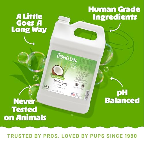 Deodorizing Dog Shampoo for Smelly Dogs, Professional Dog Shampoo, Powerful Odor Control, Puppy Safe, Aloe & Coconut Scent, 1 Gallon