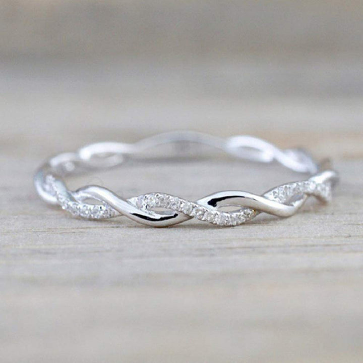 Yuren Twist Ring for Women Fashion 925 Sterling Silver Stack Twisted Ring Cubic Zirconia Diamond Ring Wedding Party Women Jewelry Size 6-10 (Size 9)