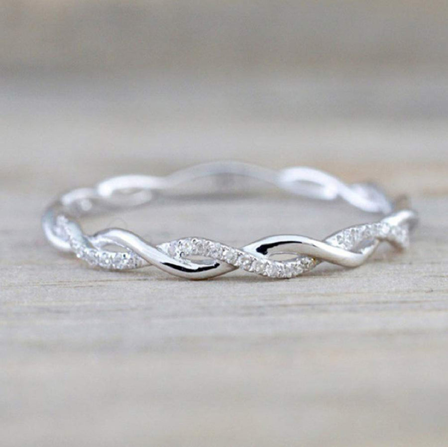 Yuren Twist Ring for Women Fashion 925 Sterling Silver Stack Twisted Ring Cubic Zirconia Diamond Ring Wedding Party Women Jewelry Size 6-10 (Size 9)