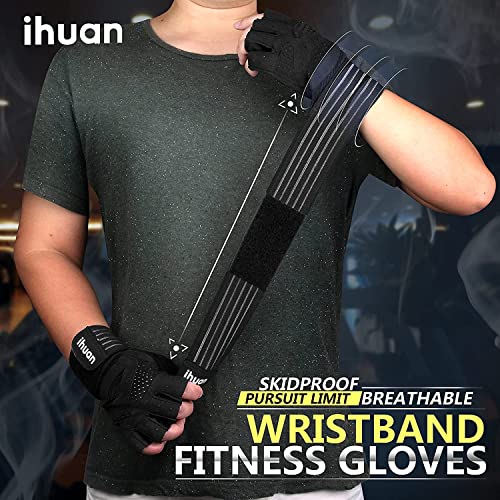 Ventilated Weight Lifting Gym Workout Gloves with Wrist Wrap Support for Men & Women, Full Palm Protection, for Weightlifting, Training, Fitness, Hanging, Pull ups