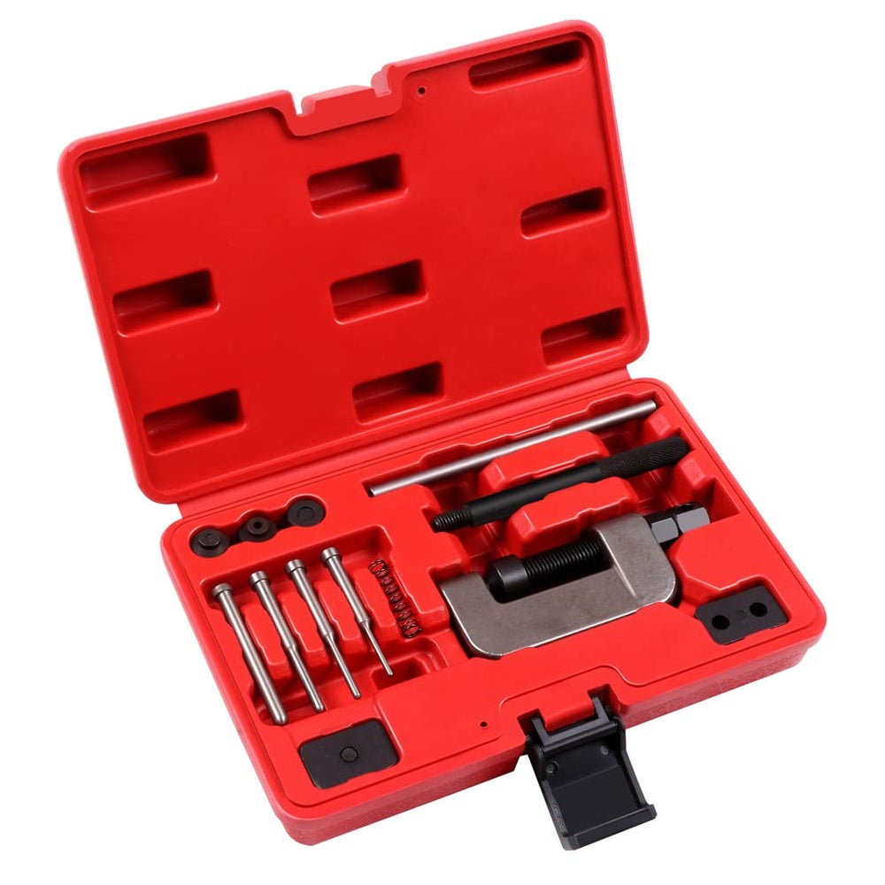 13pcs Drive Chain Cutter Breaker Riveting Rivet Tool Kit with Chain Pins Rivet Pin Spring Fit ATV Bike Motorcycle