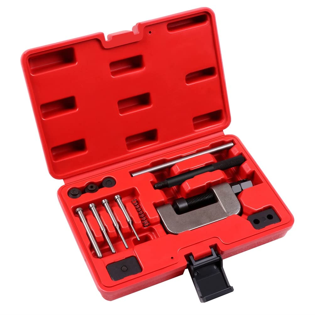 13pcs Drive Chain Cutter Breaker Riveting Rivet Tool Kit with Chain Pins Rivet Pin Spring Fit ATV Bike Motorcycle