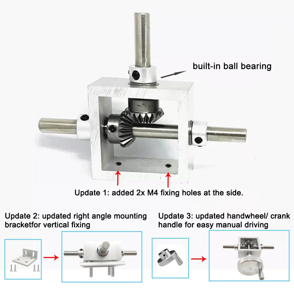 1:1 Right Angle Bevel Gearbox 1 Module 20 Teeth 90° Angle Drive Steering Gear Device Simple Mechanical DIY Module with 8mm Shaft
