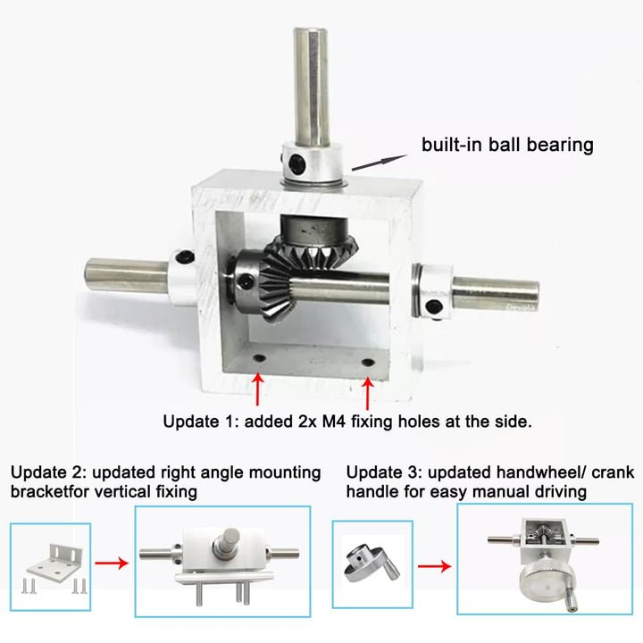 1:1 Right Angle Bevel Gearbox 1 Module 20 Teeth 90° Angle Drive Steering Gear Device Simple Mechanical DIY Module with 8mm Shaft