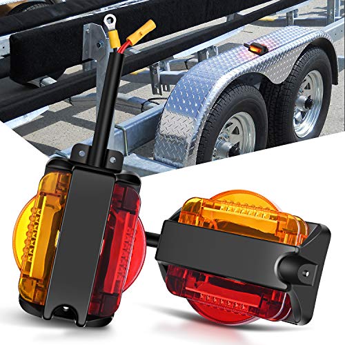 2PCS LED Trailer Fender Lights Pre Wired Trailer Clearance Marker Lights Amber Front Red Rear for Trailer Trucks