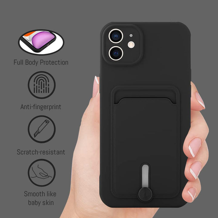 TPU Wallet Compatible with iPhone 11 Case, Camera Protection Cover + Screen Protector, Push-able Card Slot Case Girls Women -Cow