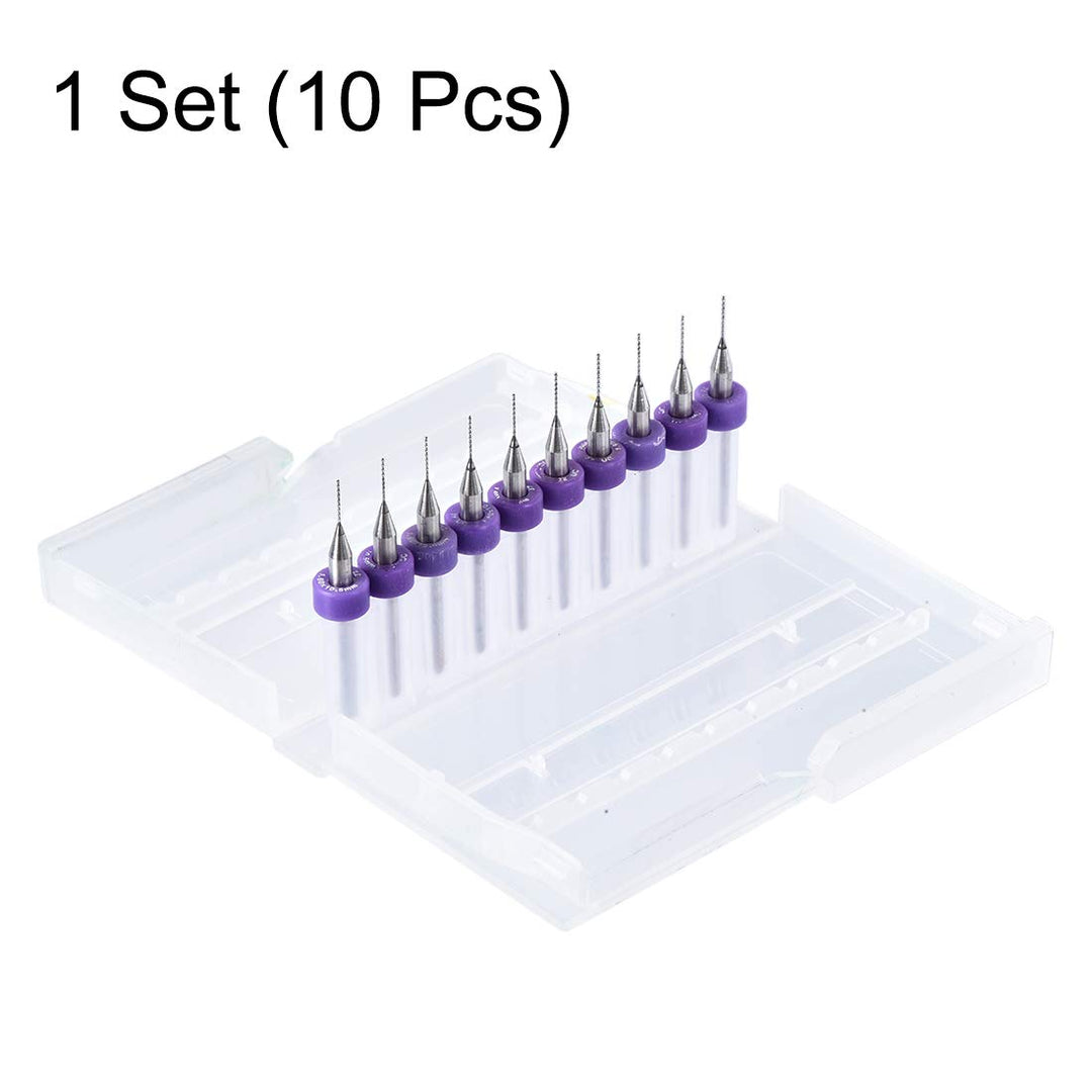 PCB Drill Bits 0.4mm Tungsten Carbide Rotary Tool Jewelry CNC Engraving Print Circuit Board Micro Drill Bits 1/8 Inch Shank 1 Set (10 Pcs)