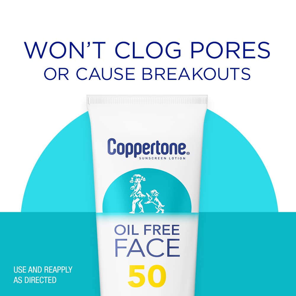 Face Sunscreen SPF 50, Oil Free Sunscreen for Face, Water Resistant SPF 50 Sunscreen Face Lotion, Travel Size Sunscreen, 3 Fl Oz Tube