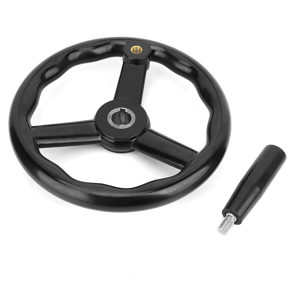 Hilitand 250x22mm Black Round 3 Spoke Hand Wheel Electric with Handle for Machine Tool Machine Hand Wheel