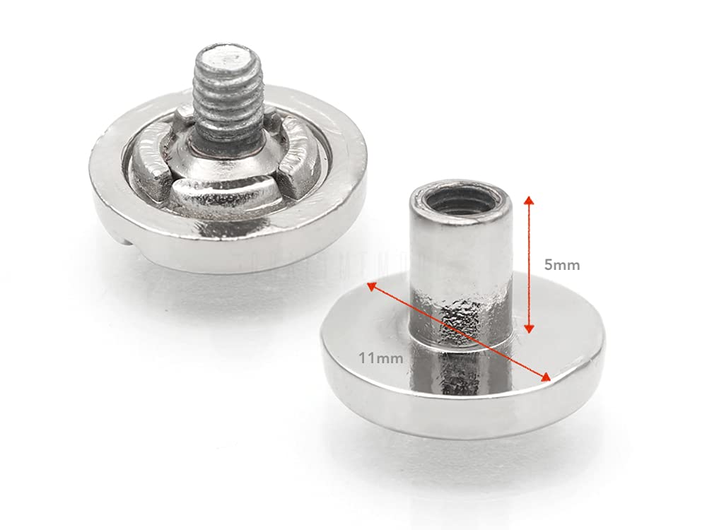 11mm Chicago Screw Rivets Flat Cap Screw Posts Stud for Bags Belts Leather Strap 6 Pack -Pick Color (11 mm, Gunmetal)