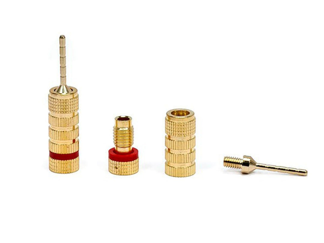 9438 Gold Plated Speaker Pin Plugs - 5 Pairs - Pin Screw Type, For Speaker Wire, Home Theater, Wall Plates And More