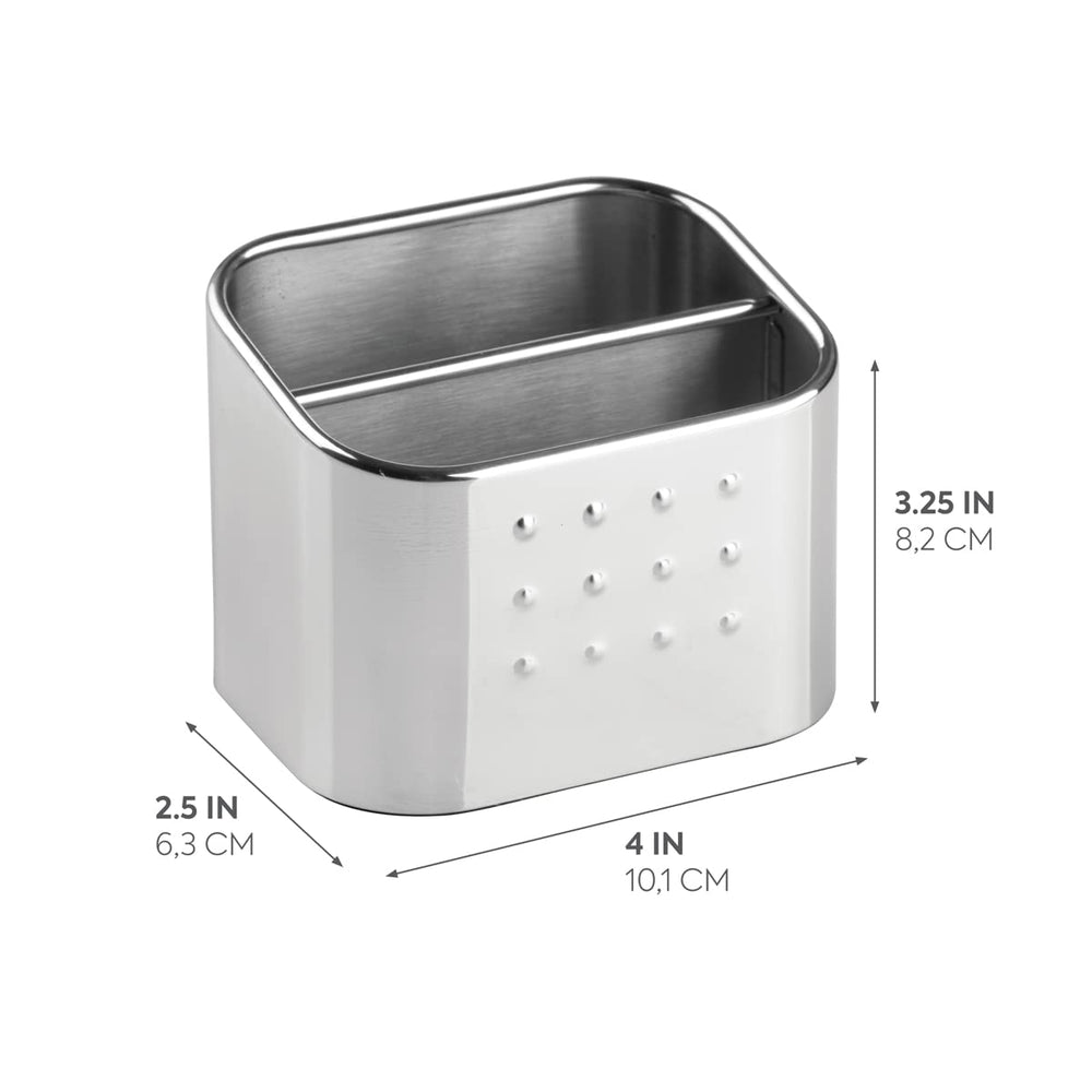 iDesign Forma Polished Stainless Steel Sink Organizer Set with Sponge and Scrubby - 3.1 x 4 x 3.1