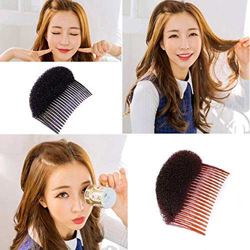 2 Pcs French style Bun Maker Braid Tool,Charming Bump It Up Volume Inserts Do Beehive Hair Styler Tool for Girl Woman Hair Accessories(Black,Brown)