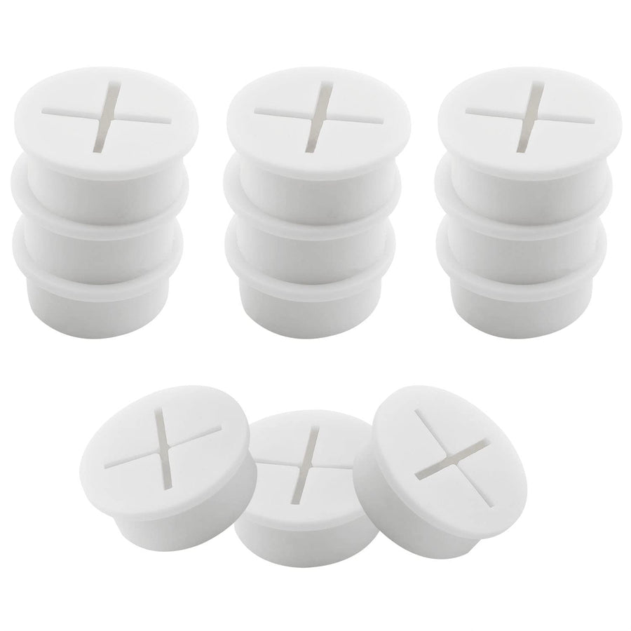 12PCS 1inch/25mm Flexible Wire Rubber Grommets, Desk Grommet, Cable Cord Grommet, for Desk and Other Furnitures Wire Hole Cover Cable Management Wire Cable Organizer, White