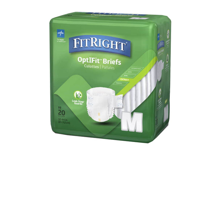FitRight Plus Adult Briefs with Tabs, Moderate Absorbency, Medium, 32-42, (Pack of 20)