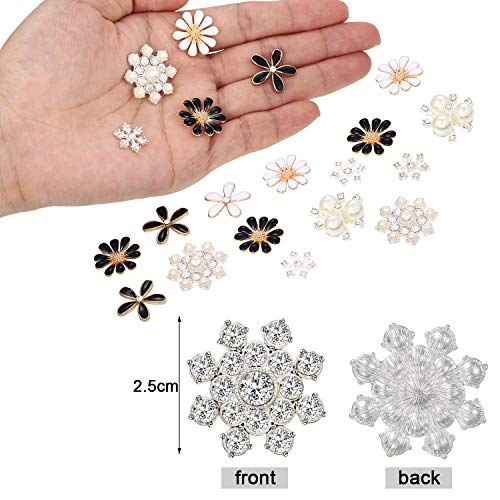 80 Pieces Rhinestone Buttons Embellishment Buttons Fake Pearls Flat Back Flower Rhinestone Buttons for Jewellery Making Home Wedding Party Decoration