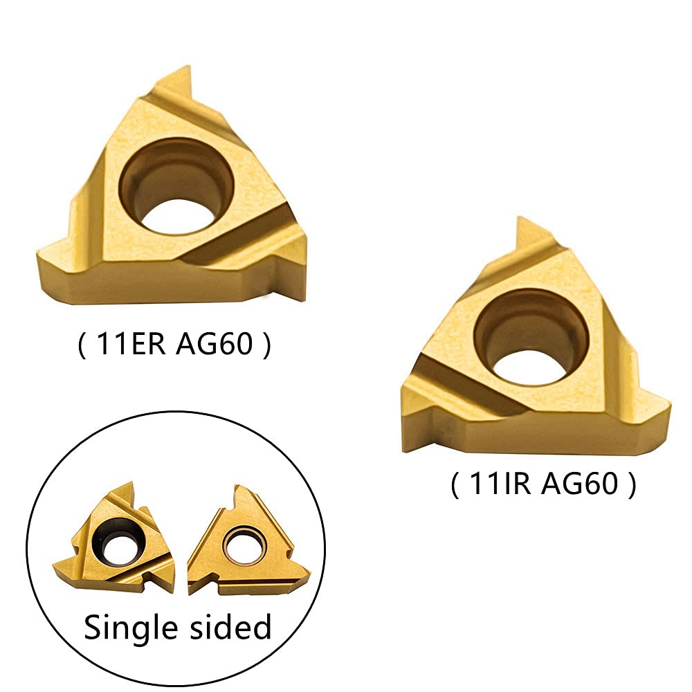 Lathe Threading Inserts 11ER AG60 + 11IR AG60 Carbide Inserts for External Thread/Internal Thread Turning Tool Holders for for Stainless Steel and Iron,20pcs…