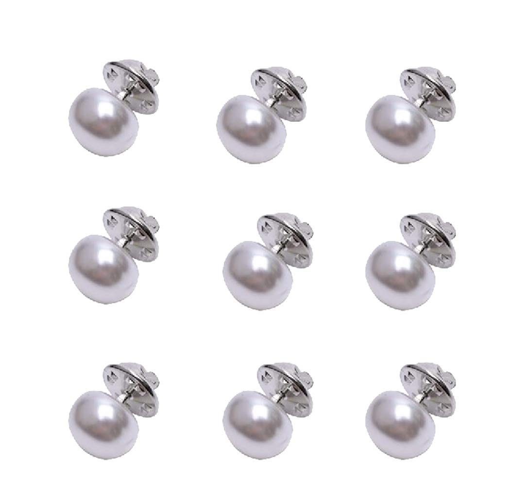 10pcs Women Artificial Pearl Brooch Buttons DIY Lapel Pins Shirt Sweater Shawl Clip Embellishments Brooch Pearl Buttons for Crafts Clothes Hat Shoes Decorates(White)