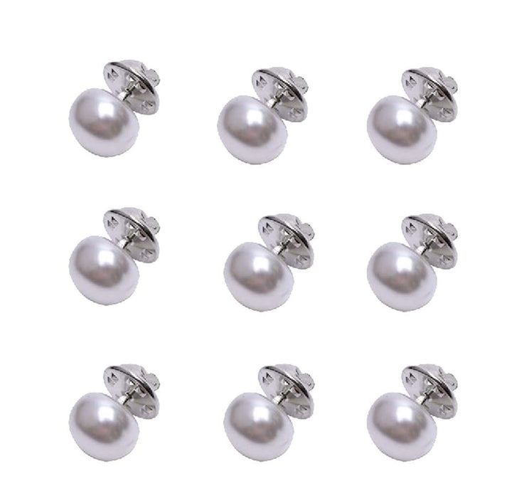 10pcs Women Artificial Pearl Brooch Buttons DIY Lapel Pins Shirt Sweater Shawl Clip Embellishments Brooch Pearl Buttons for Crafts Clothes Hat Shoes Decorates(White)