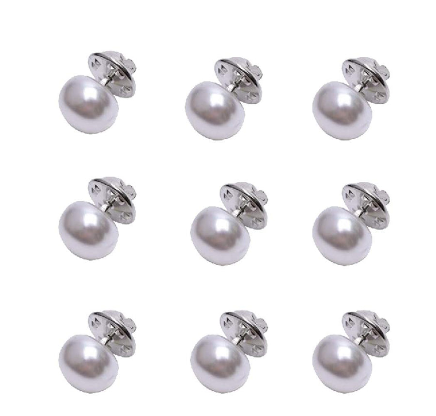 10pcs Women Artificial Pearl Brooch Buttons DIY Lapel Pins Shirt Sweater Shawl Clip Embellishments Brooch Pearl Buttons for Crafts Clothes Hat Shoes Decorates(White)