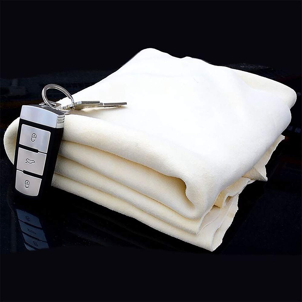 Cleaning Chamois Shammy for Car, Natural Deerskin Leather Drying Cleaning Towel for Auto and Precision Instrument 12.6''X20'' (1-Pack)