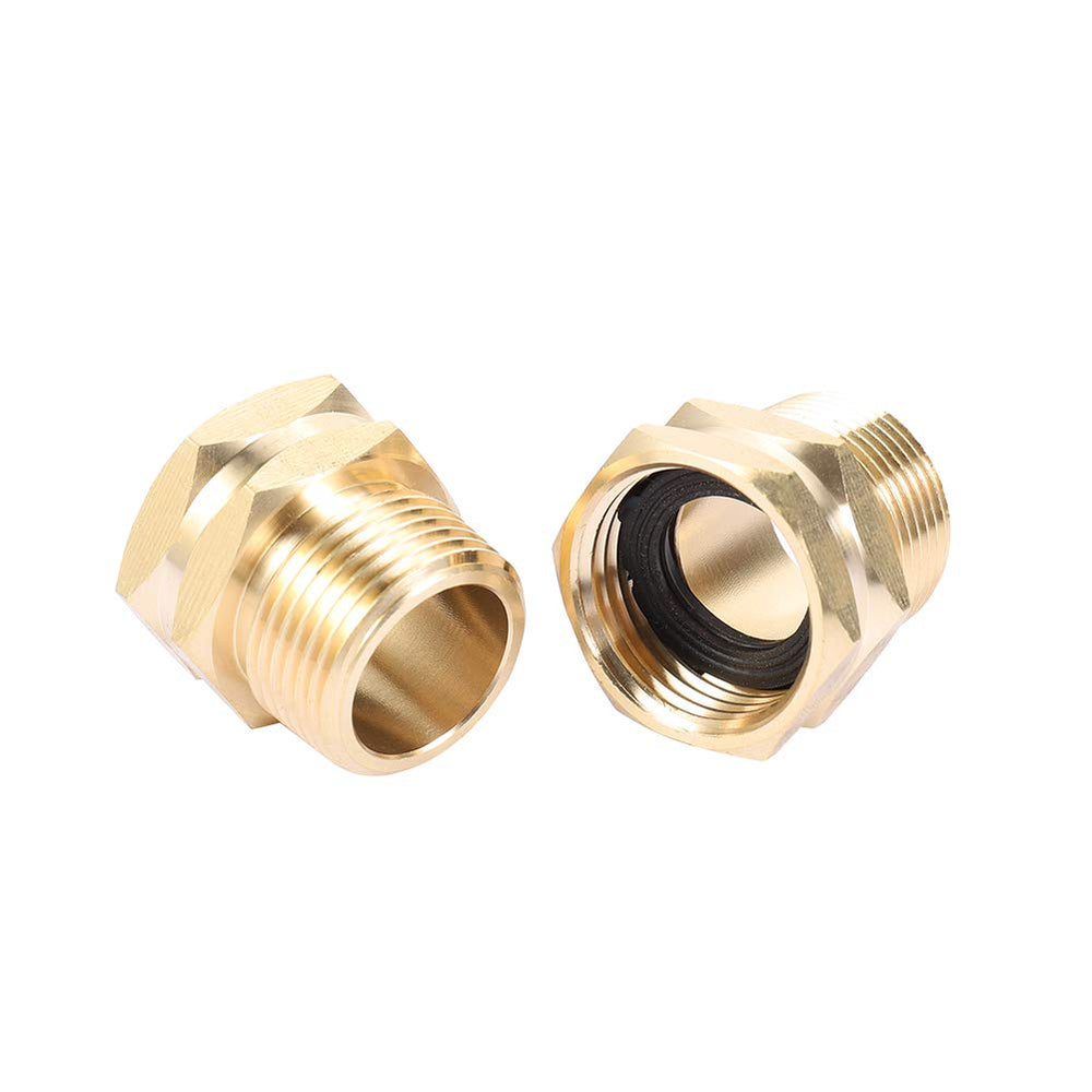 Brass Garden Hose Adapter, 3/4” GHT Female x 3/4” NPT Male Connector,GHT to NPT Adapter Brass Fitting,Brass Garden Hose to Pipe Fittings Connect 2pcs (3/4” GHT Female x 3/4” NPT Male)