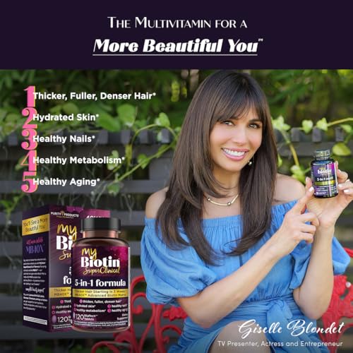 MyBiotin SuperClinical New 5-in-1 Elite Multivitamin + MB40X Biotin Matrix Daily Multi - Thicker Hair Starting in 3 Weeks - 40X More Soluble vs Ordinary Hair Skin Nails - 120 Tabs