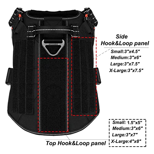 Tactical Dog Harness,Large Size, 2X Metal Buckle,Working Dog MOLLE Vest with Handle,No Pulling Front Leash Clip,Hook and Loop Panel