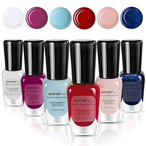 Non-Toxic Nail Polish - Easy Peel Off & Quick Dry, Organic Water Based Nail Polish Set for Women,Teens,Kids(6 Colors,0.27 fl oz)