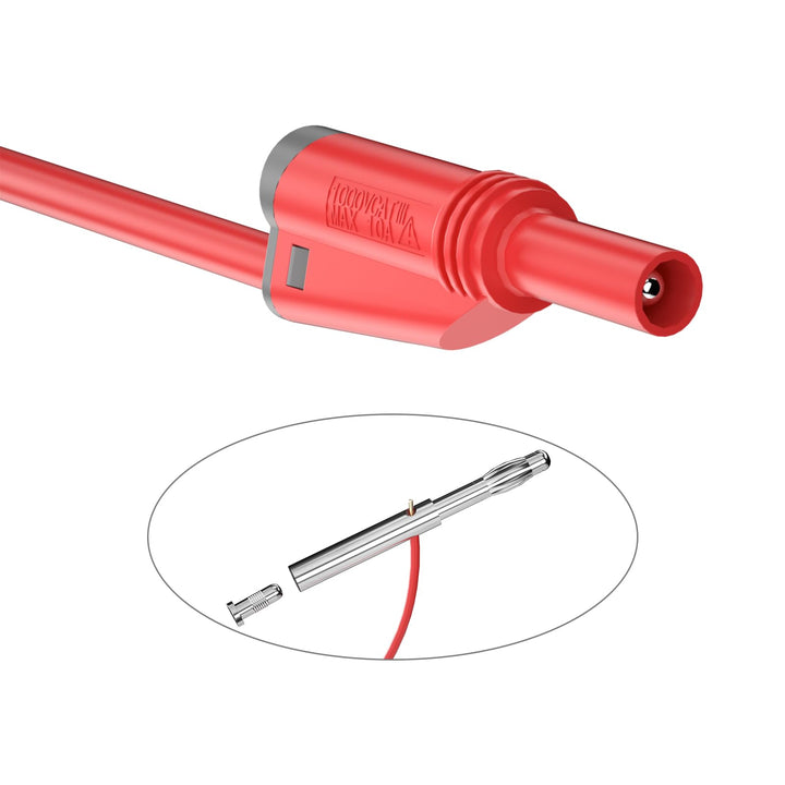 4mm Stackable Shrouded Banana Plugs Safety Fully Insulated Solderless Screw Fixation DIY Connectors Red Black