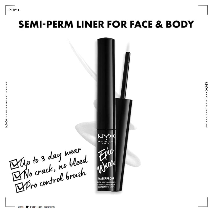 PROFESSIONAL MAKEUP Epic Wear Liquid Liner, Waterproof Eyeliner, Up To 3 Day Wear, White