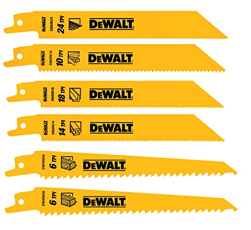 Reciprocating Saw Blade Set for Metal and Woodcutting, 6 Piece (DW4856)