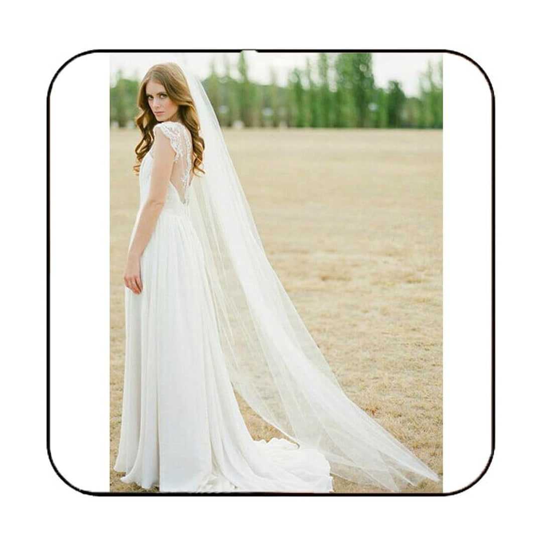Wedding Veil Comb Bridal Cathedral Veil 1 Tier Drop Veil Wedding Rhinestones Hair Comb for Brides, 118 Inches (Ivory-Raw Cut)