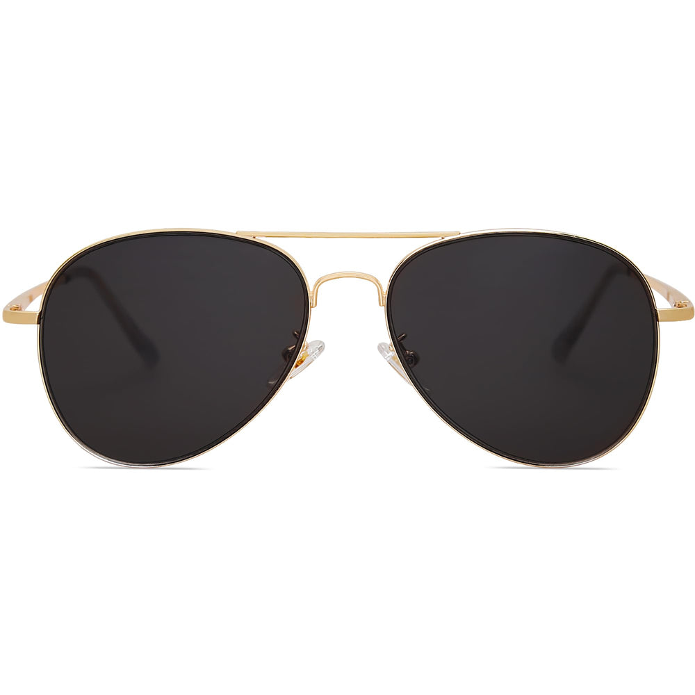 Classic Aviator Sunglasses for Women Men Metal Frame Spring Hinges SJ1030, Gold/Grey