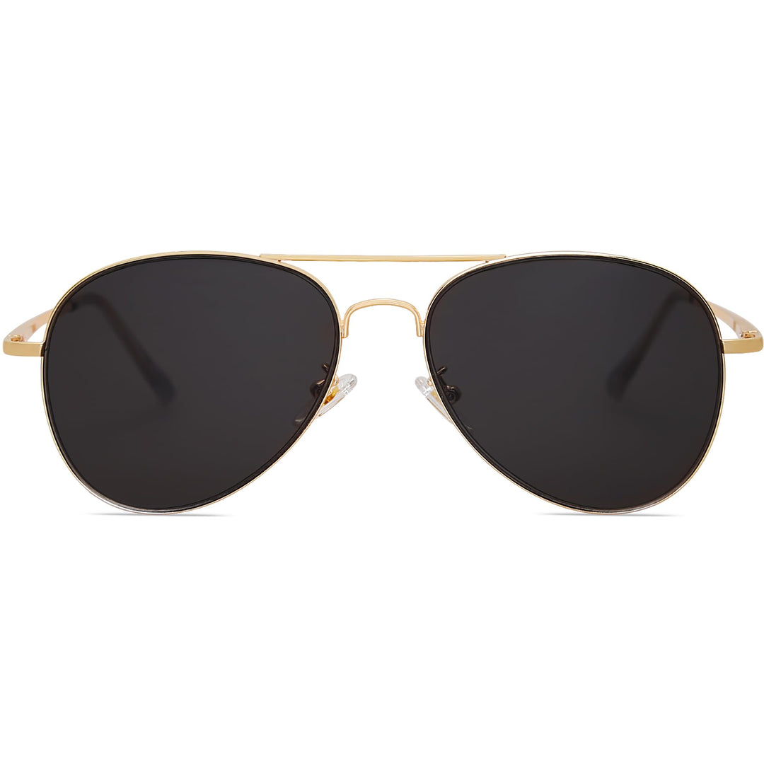 Classic Aviator Sunglasses for Women Men Metal Frame Spring Hinges SJ1030, Gold/Grey